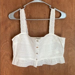 White Laced Crop Top